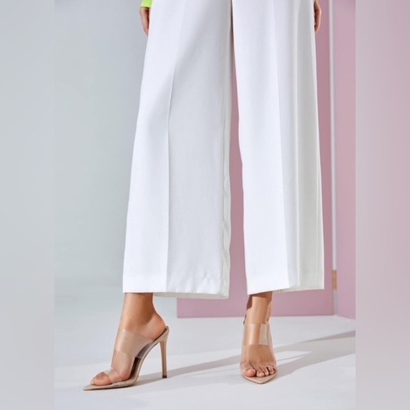 Vivianly Women's Clear Strap Stiletto Heel Sandals Pointed Toe Shoe,Size 9- Nude - Picture 3 of 8